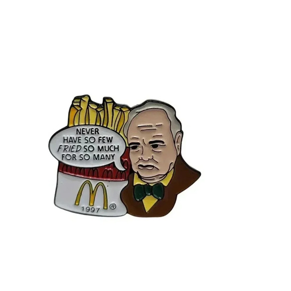 McDonalds European Winston Churchill Enamel Pin Never Have So Few 1997 RARE *1 - Picture 1 of 4